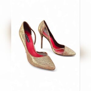 CHARLES JOURDAN Paris Metallic Gold D'Orsay Stiletto Pumps 9M